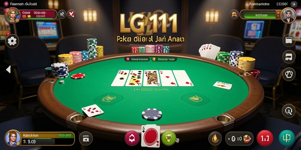 Tampilan gameplay seru LG111 di meja poker.