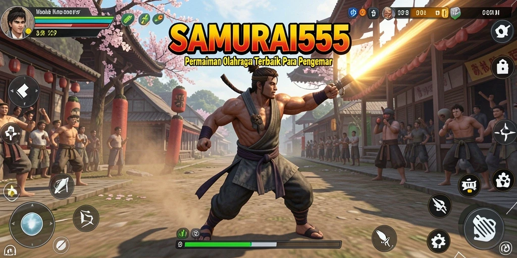 Screenshot utama dari gameplay SAMURAI555 menampilkan aksi mendebarkan dalam olahraga.