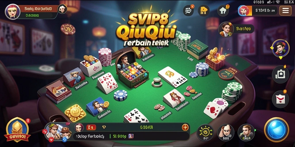 Screenshot gameplay SVIP8 menunjukkan aksi seru permainan QiuQiu.