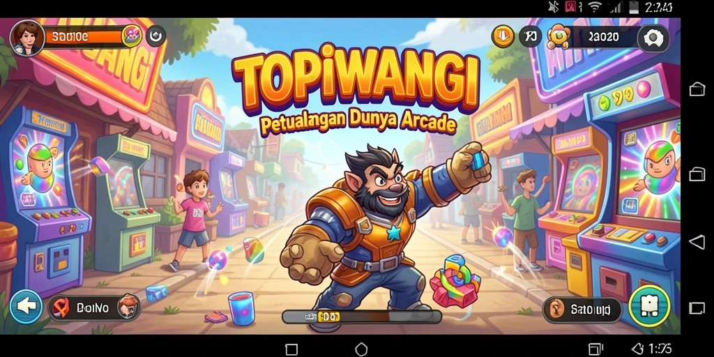 Screenshot utama menunjukkan aksi seru dalam game Arcade.
